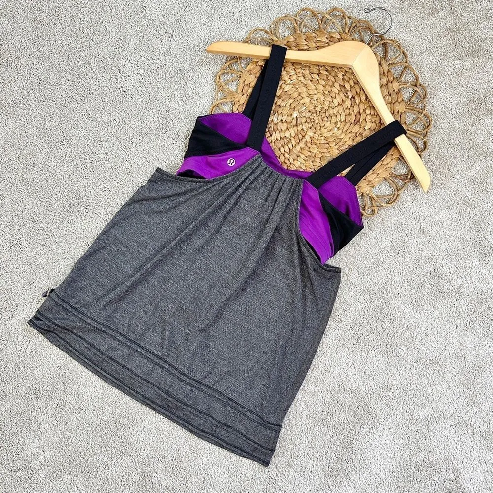 Lululemon Run Back On Track Tank Built-In Bra Black Tender Violet Purple Size 6 - Image 7