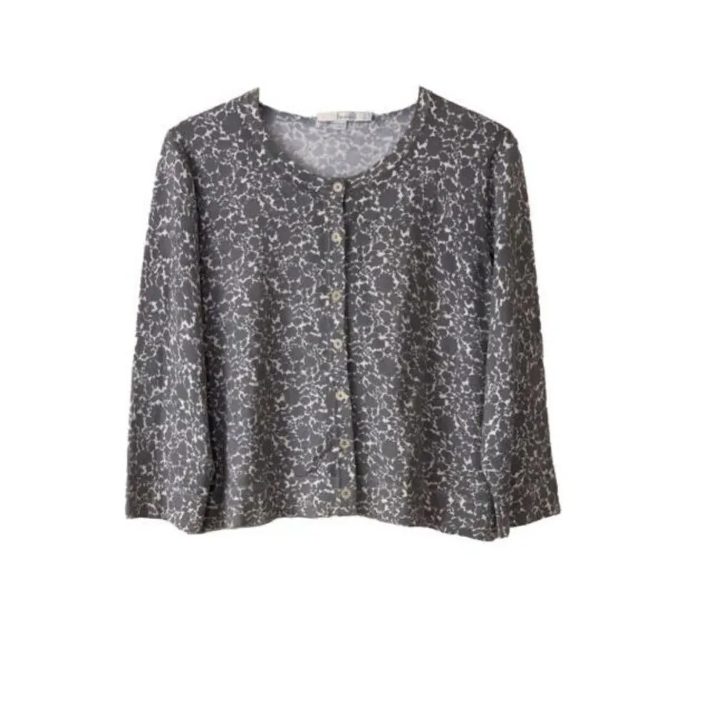 ✨Boden Cropped Button Down Grey Floral Sz 16 Cardigan✨ Gray - Image 5