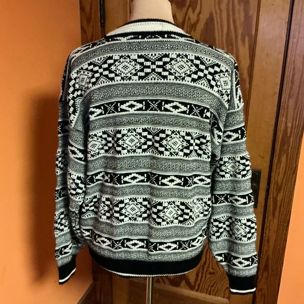 Vtg 80s Nordic Oversized Grandpa Sweater Size L - Image 8