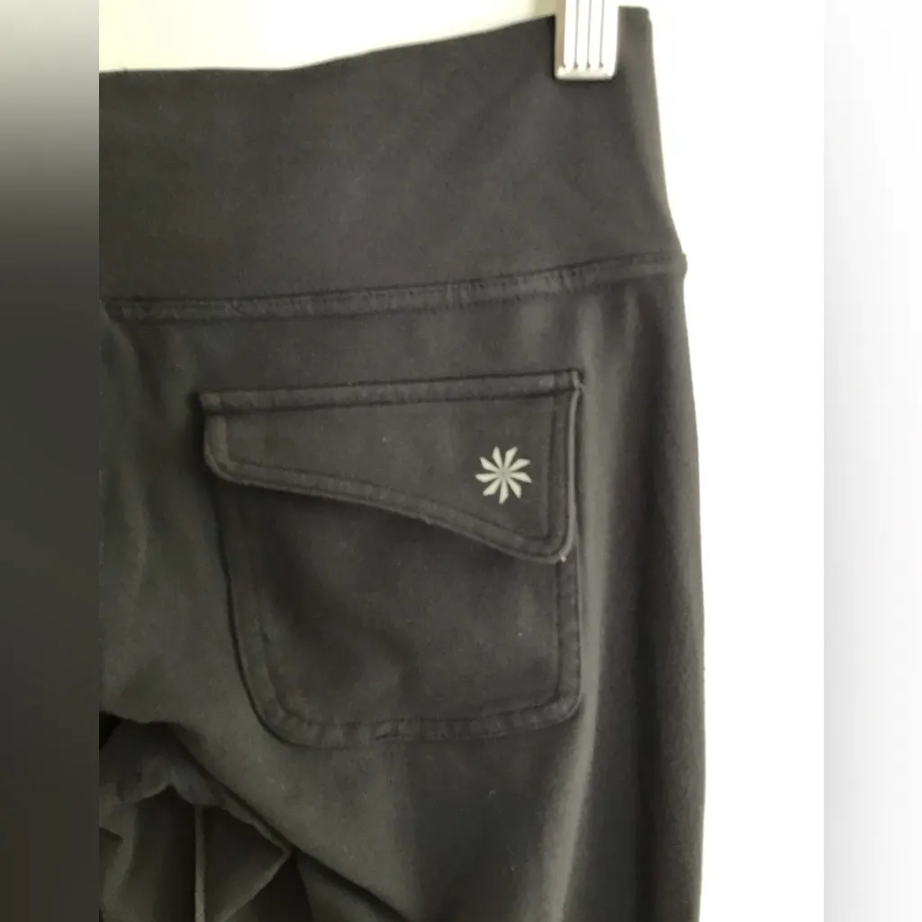 Athleta Yoga Pants Womens XS Wide Flare Leg Blue Back Flap Pockets Leggings - Image 3