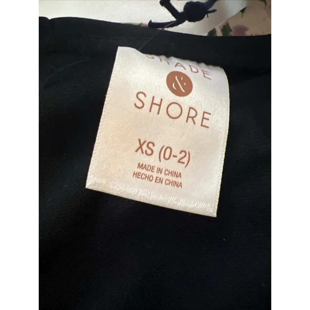 Shade & Shore Bikini Top Black White Triangle Wide Band Women's XS 0-2 NWT - Image 4