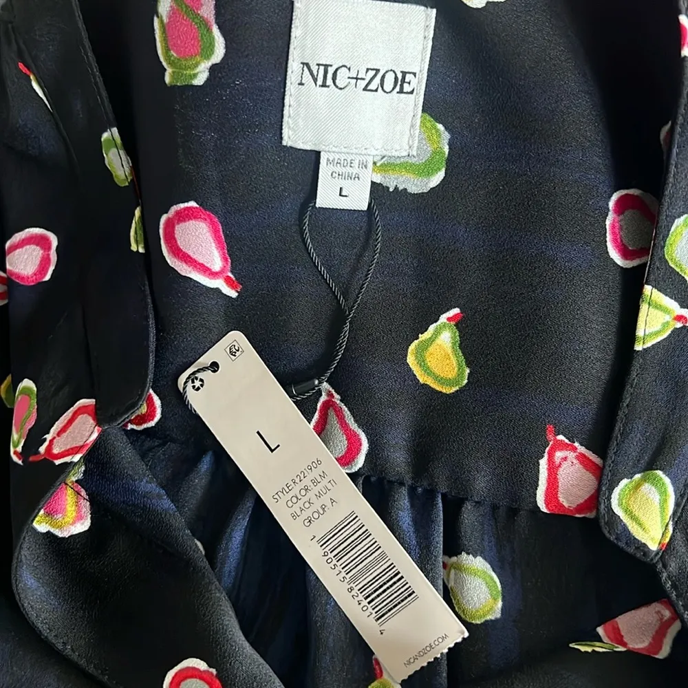 Nic+Zoe Tiered Long-Sleeve Dress w/Mandarin Collar, Black Multi, Size L NWT $188 - Image 15