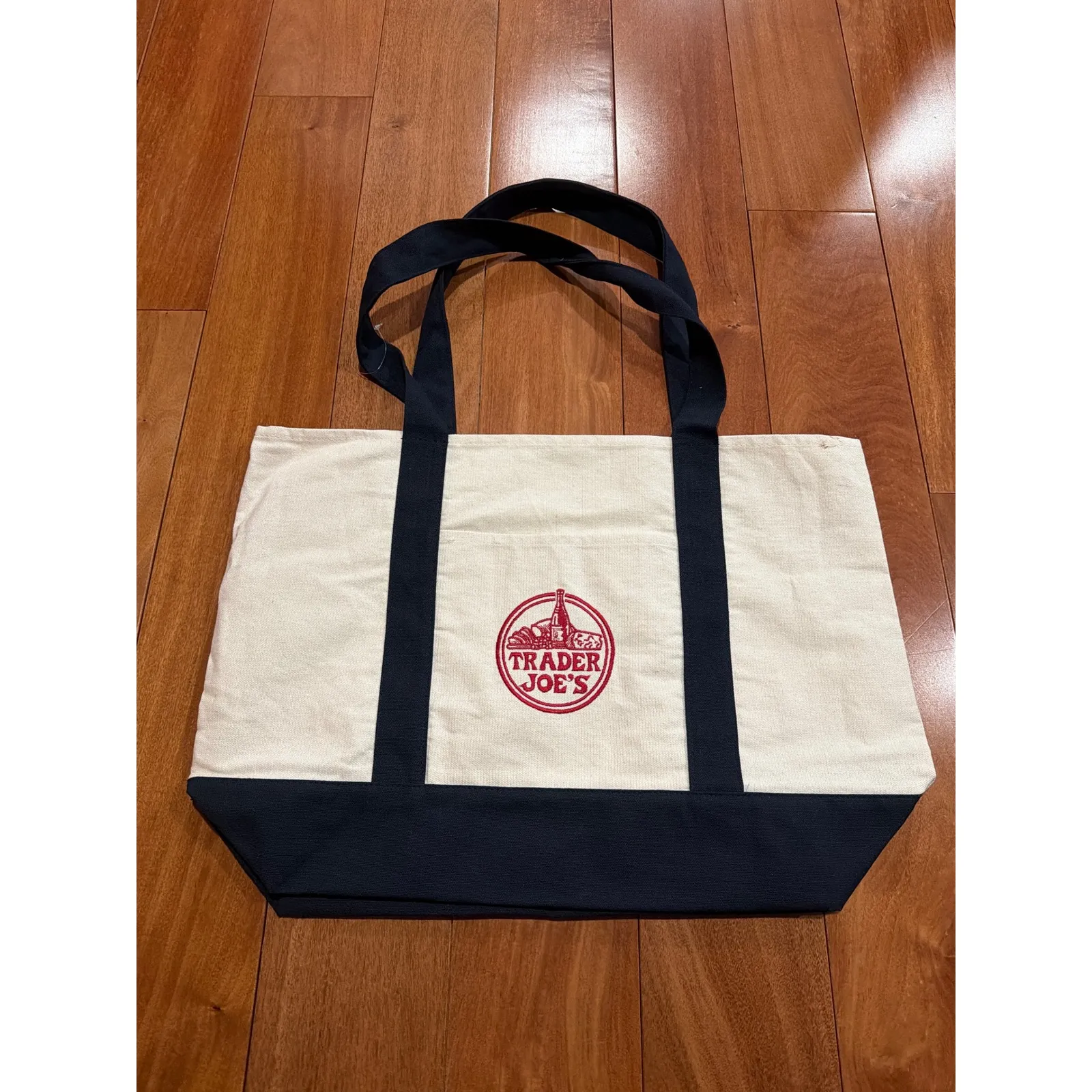Trader Joe's Canvas Tote Bag Reusable Grocery Bag Big Shopping Bag White - Image 2