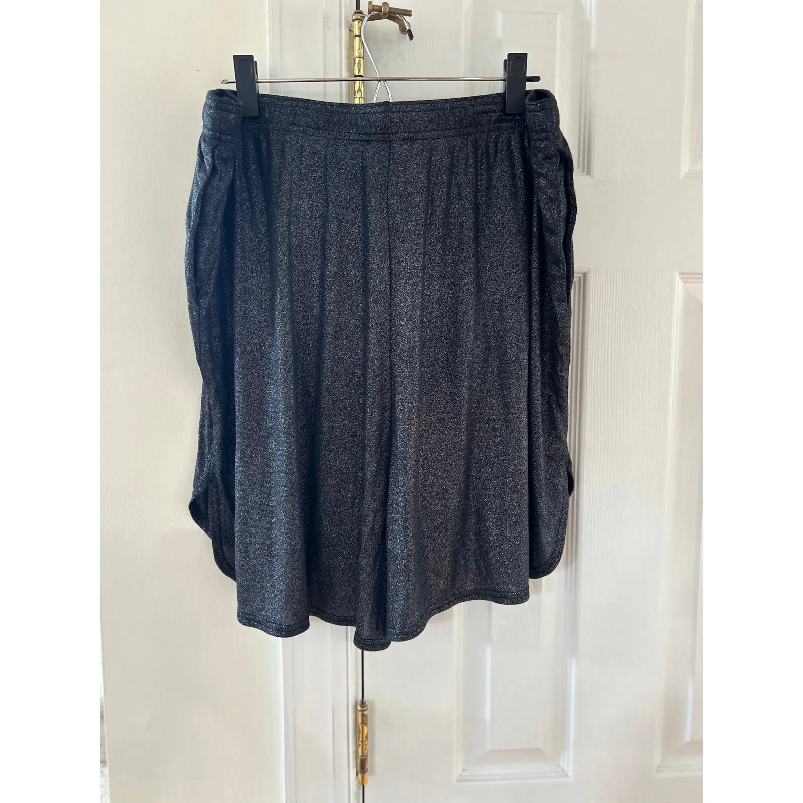 Good American Grey Silver Metallic Running Athletic Lounge Shorts - Image 4