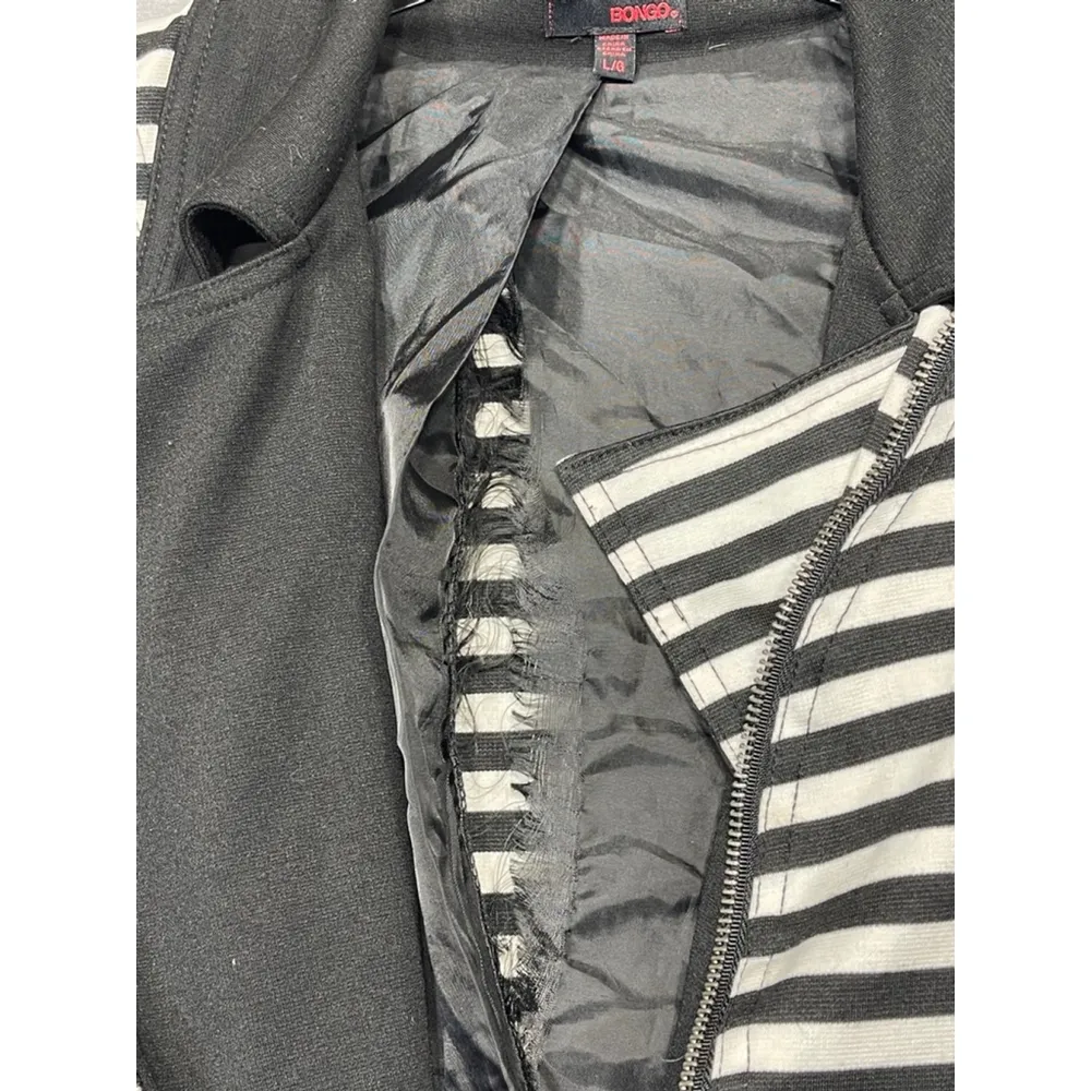 Women's Bongo Black & White Striped Jacket Size L/G - Image 3