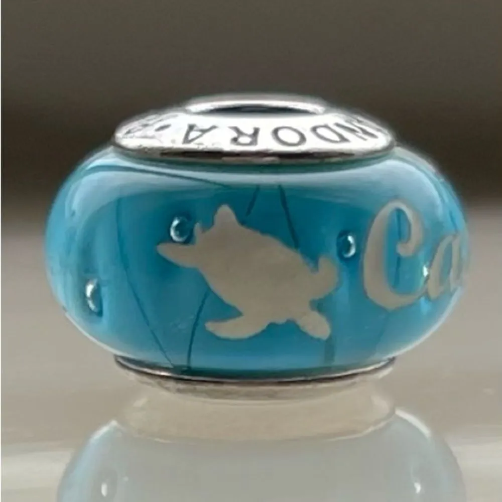 Authentic Pandora Cayman Island Exclusive brilliant blue Murano glass charm. - Image 3