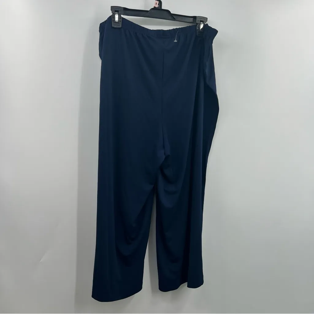 Bob Mackie Pull-On Knit Gaucho Pants plus size 1X wide leg crop NWT Navy - Image 3