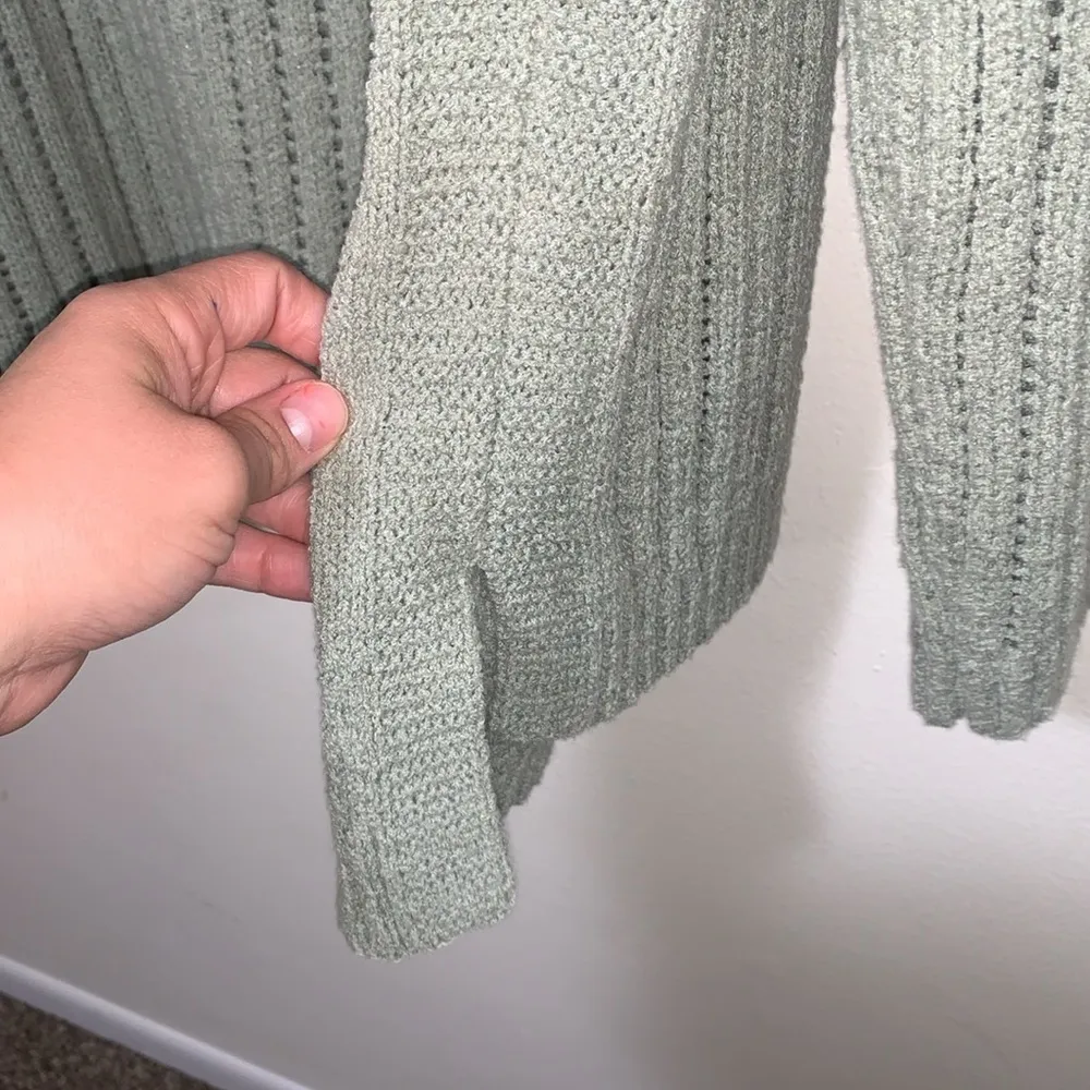 J. Jill open knit slouchy jade green hooded sweater cardigan woman size XL - Image 5