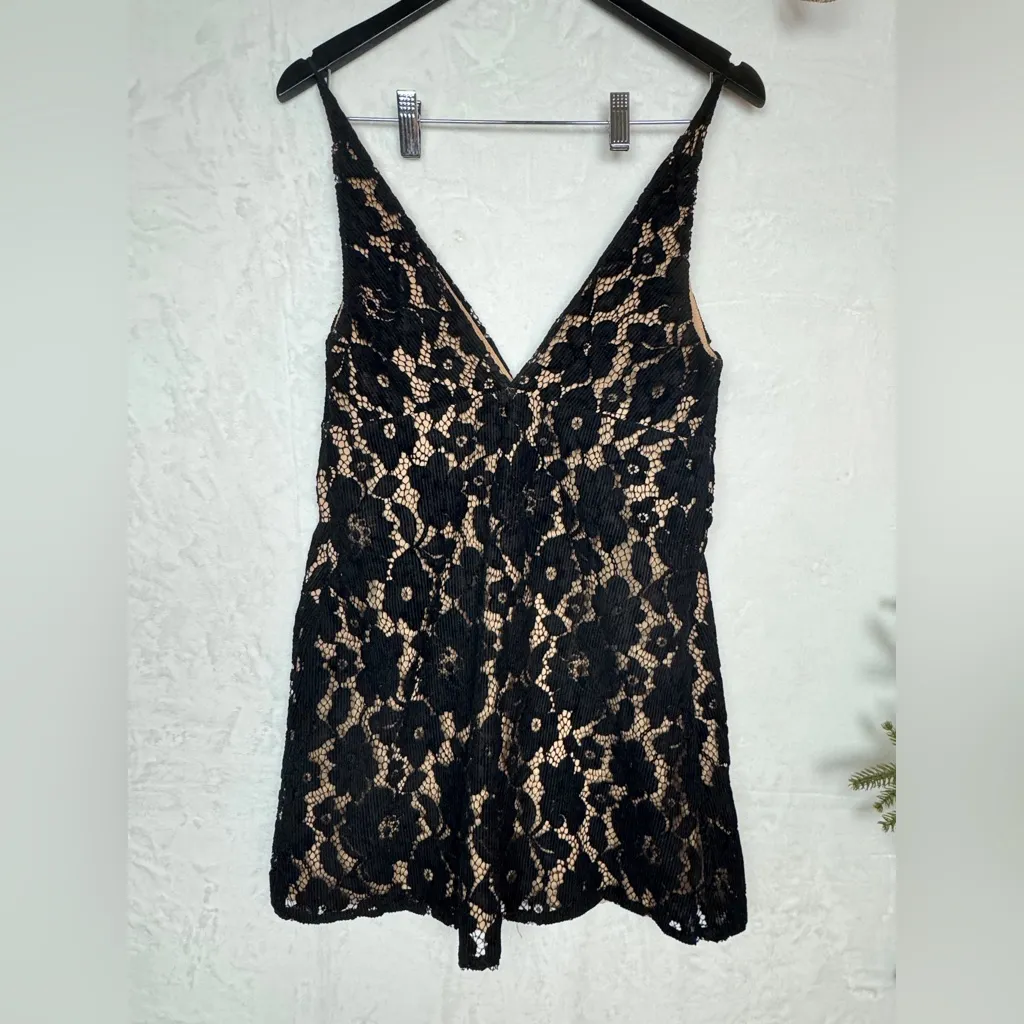 FREE PEOPLE SEXY LOVE BLACK FLORAL LACE MINI DRESS - SZ 2 - Image 10