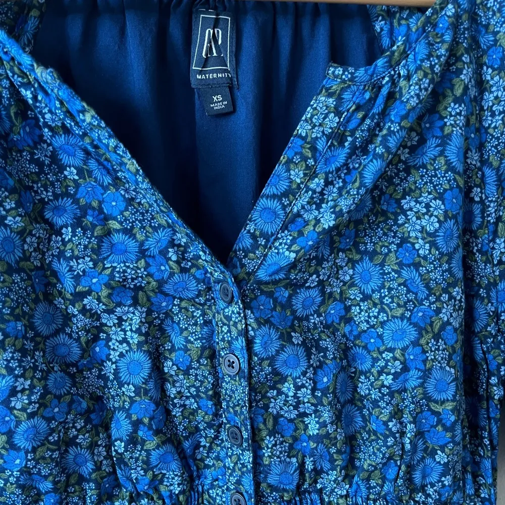 Gap Navy Blue Floral Maternity Jumpsuit - Image 5