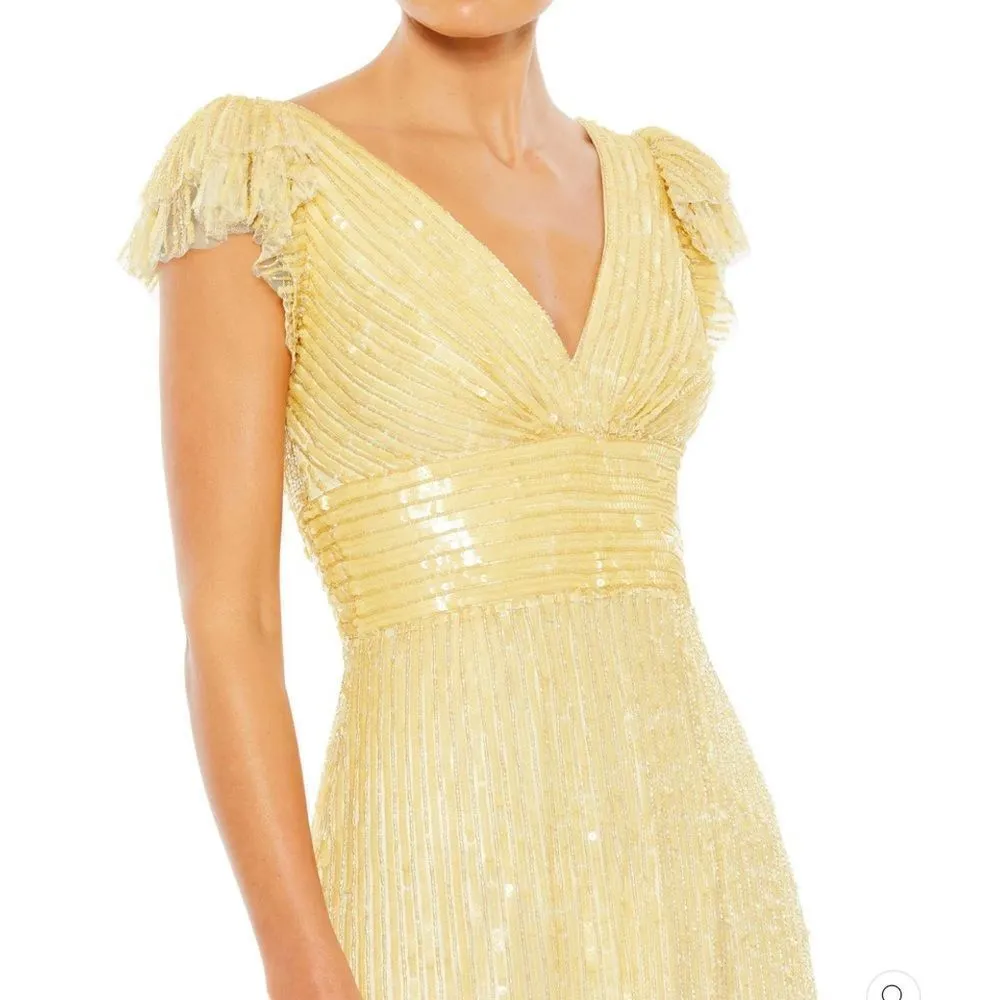 Mac Duggal 5646 Womens EMBELLISHED FLUTTER CAP SLEEVE A LINE GOWN Runs Large - Image 3