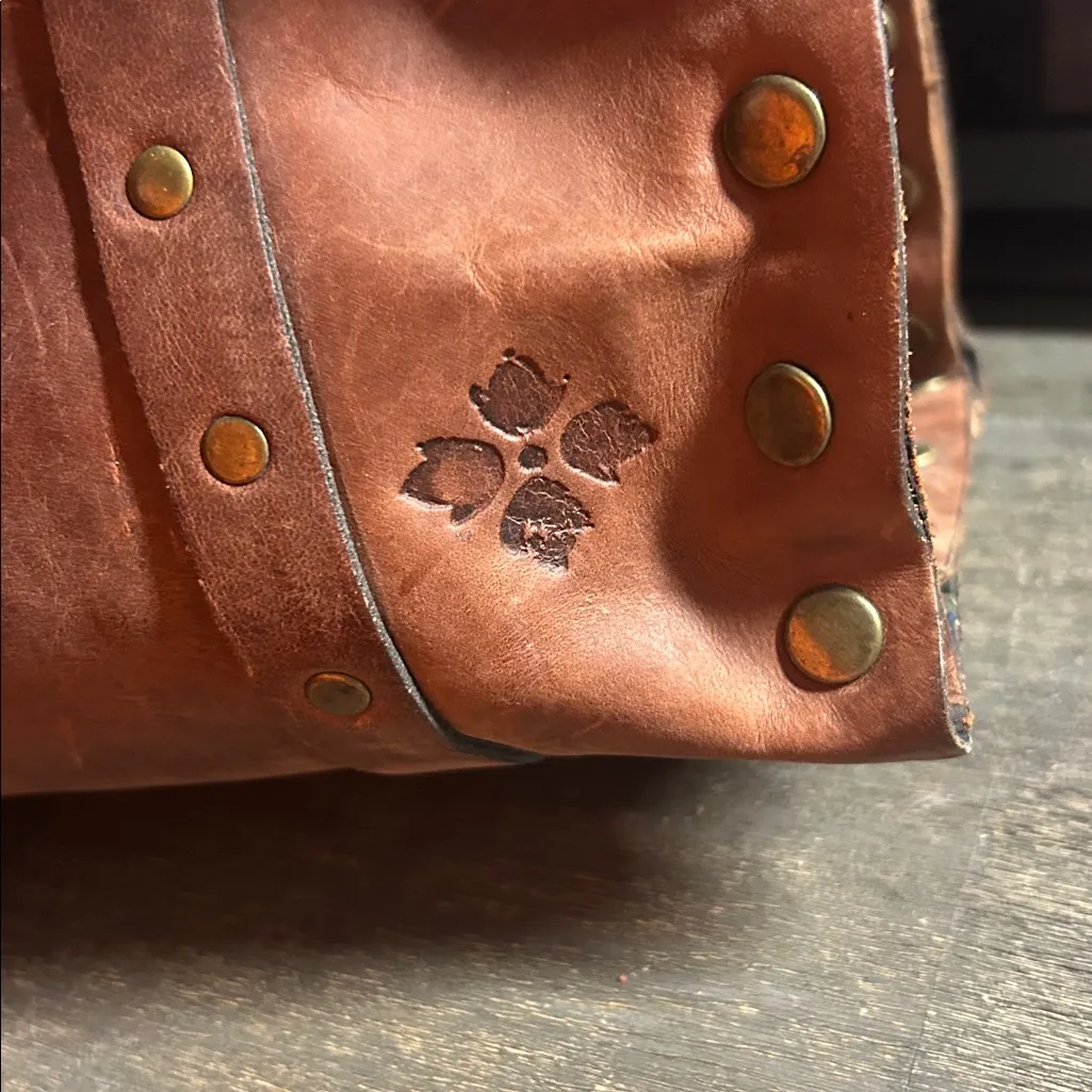 Patricia Nash Weathered Brown Leather Studded Handbag - Large - Image 3