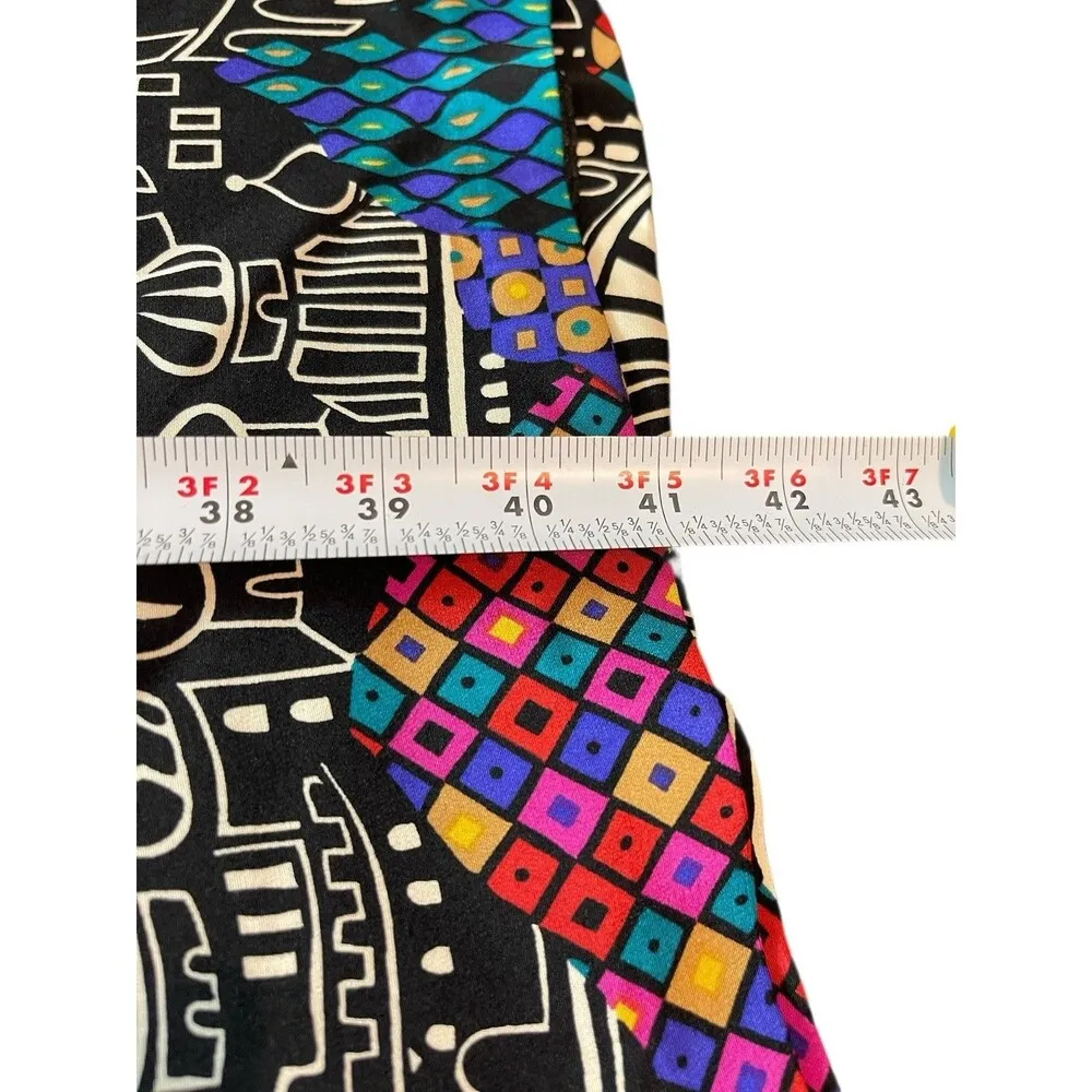 Laura Tanzer 100% Silk Bold Abstract European Cityscape Wide Leg Palazzo Pants L Black Size L - Image 7