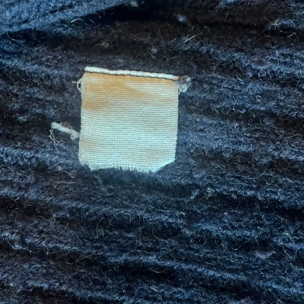 Roberto Collina Large Navy Rib Knit Zip Up Sweater Removable Fur Collar Grandma Blue - Image 8