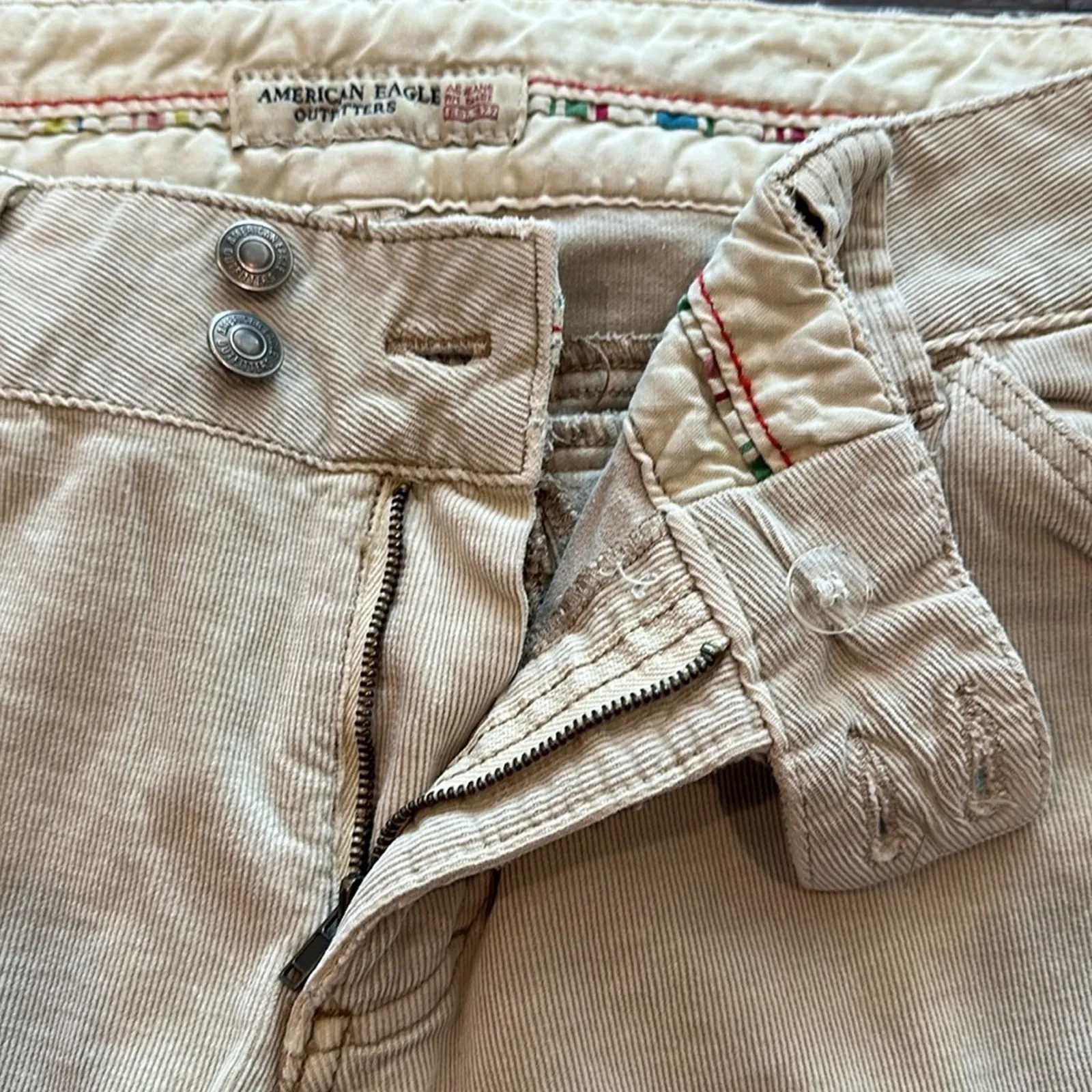 American Eagle  Outfitters 10 Long Vintage Y2K Khaki Bootcut Corduroy Pants - Image 5