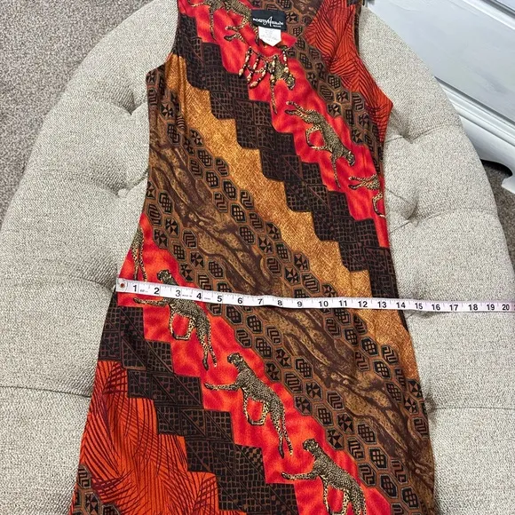 Y2K Safari Print Maxi Dress‎ Red Size 4P - Image 14