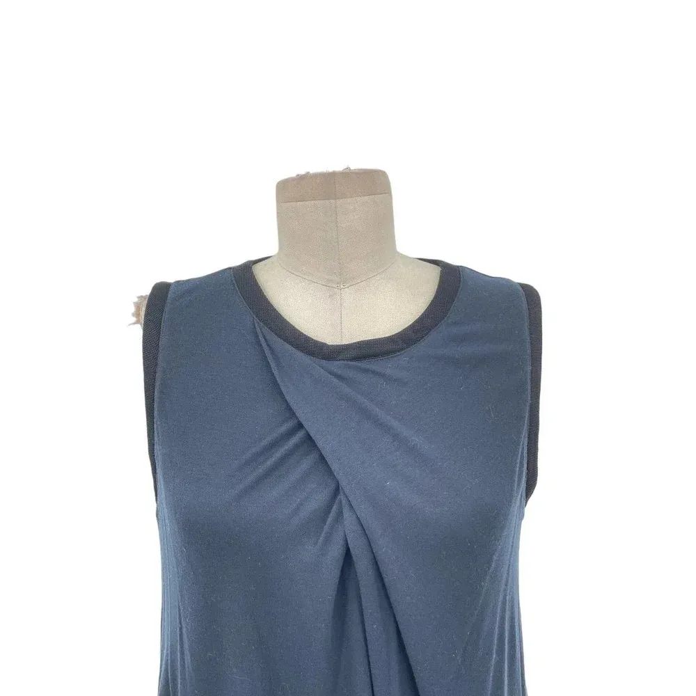 Helmut Lang Celeste Drape Front Shell Tank Top Blue / Black Size‎ Small - Image 6
