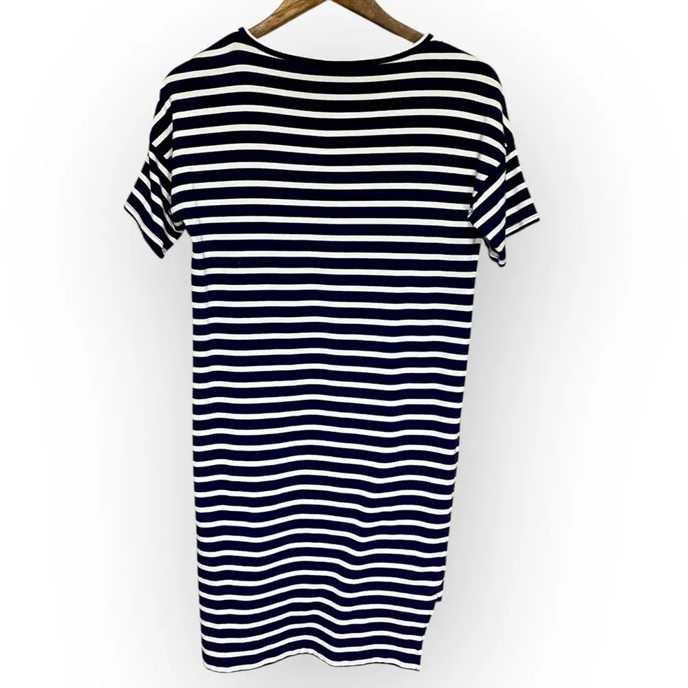 Express Navy White Striped T-Shirt Dress XS Casual Stretch Mini - Image 4