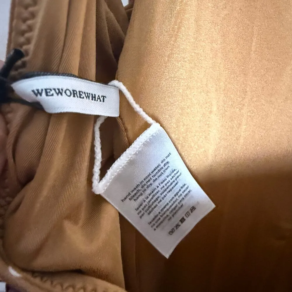 WeWoreWhat Vintage Low Leg Micro Polka Dot One Piece Swimsuit Biscotti Tan Sz M - Image 14