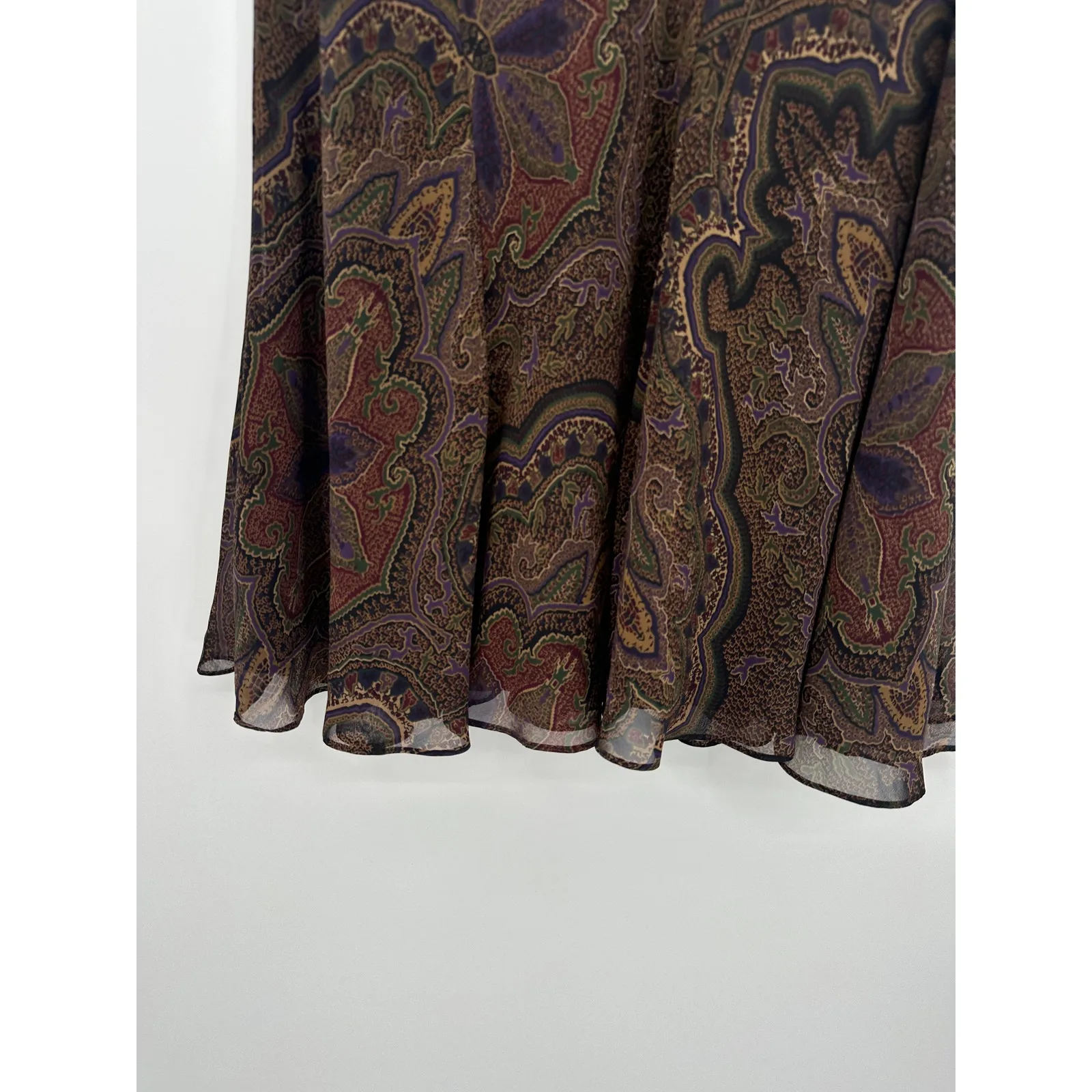 Chaps Womens Dark Paisley Skirt Size L Whimsigoth Grunge Fall Y2K Ruffle Fairy - Image 3