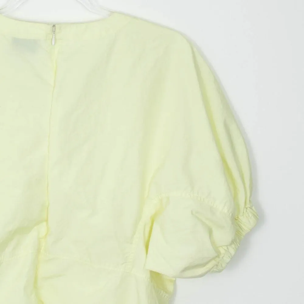 3.1 Phillip Lim Yellow Short Sleeve V Neck Puff Sleeve Poplin Top Womens Size 10 - Image 8