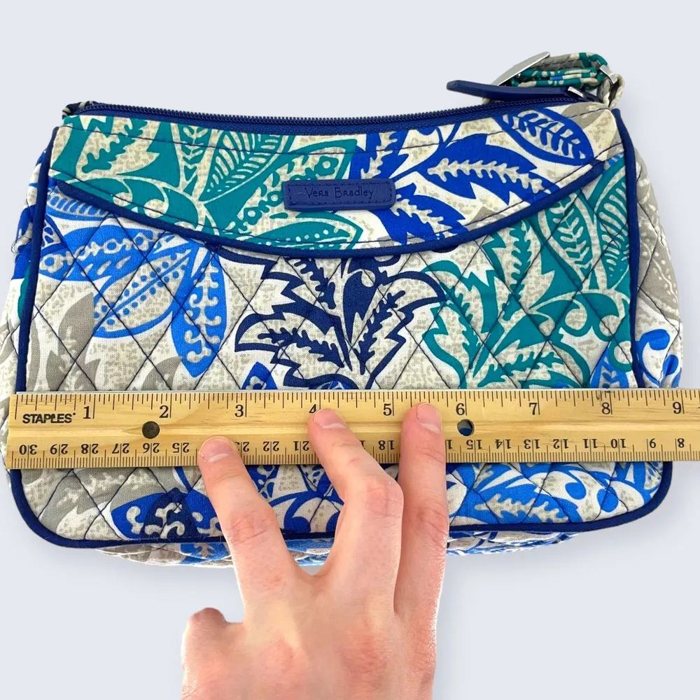 Vera Bradley Santiago Blue Teal Green Gray Small Little Crossbody Bag $34 - Image 8