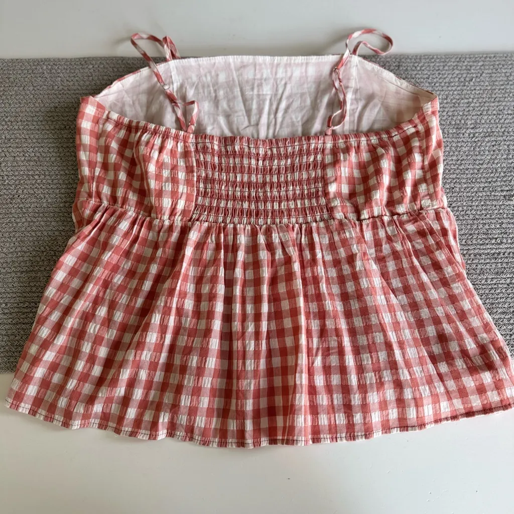 Wild Fable Coral Pink White Gingham Plaid Peplum Cami Tank Top Size XL - Image 10