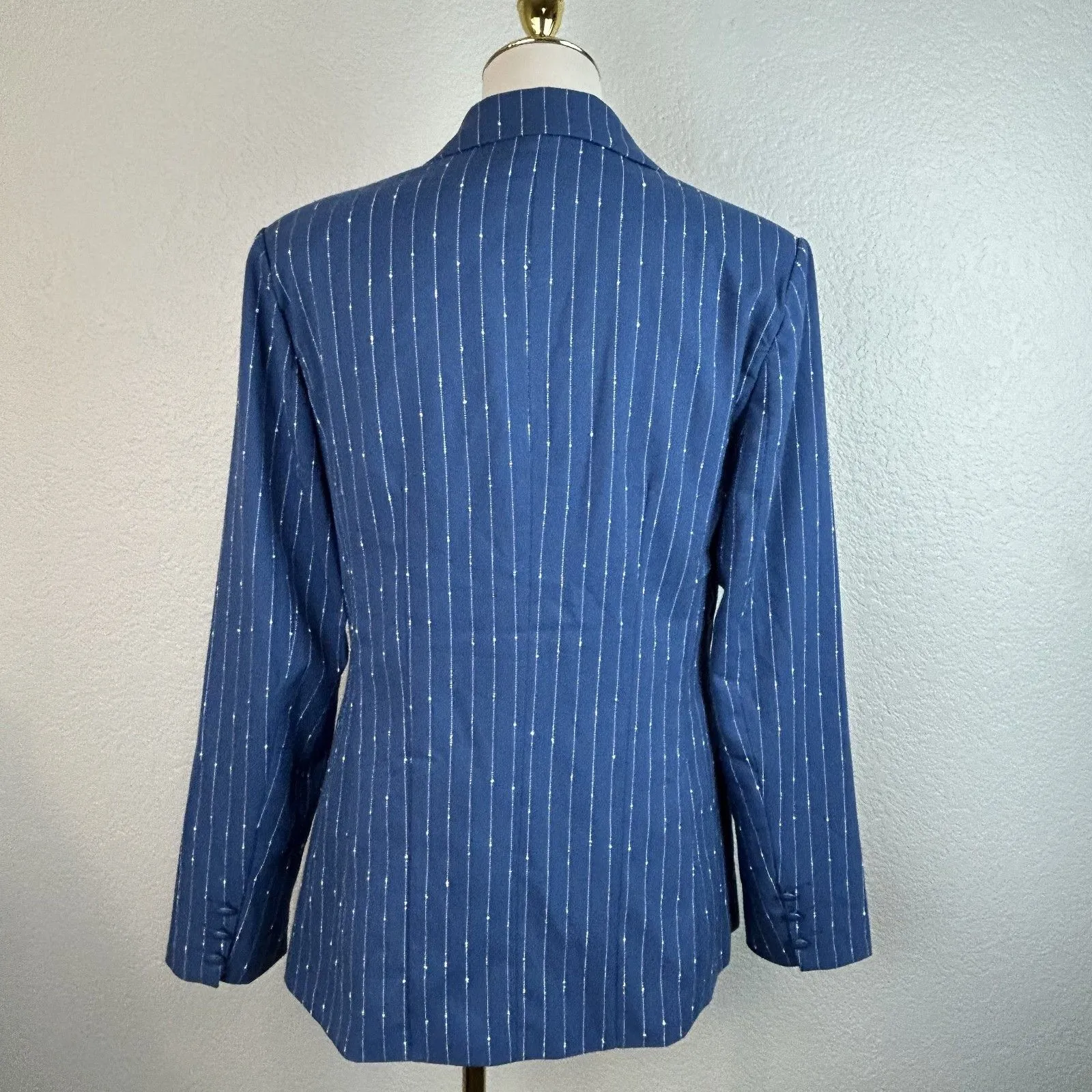 Stev Madden Women's Pinstripe Blue Jacket One Button Size M - Image 7