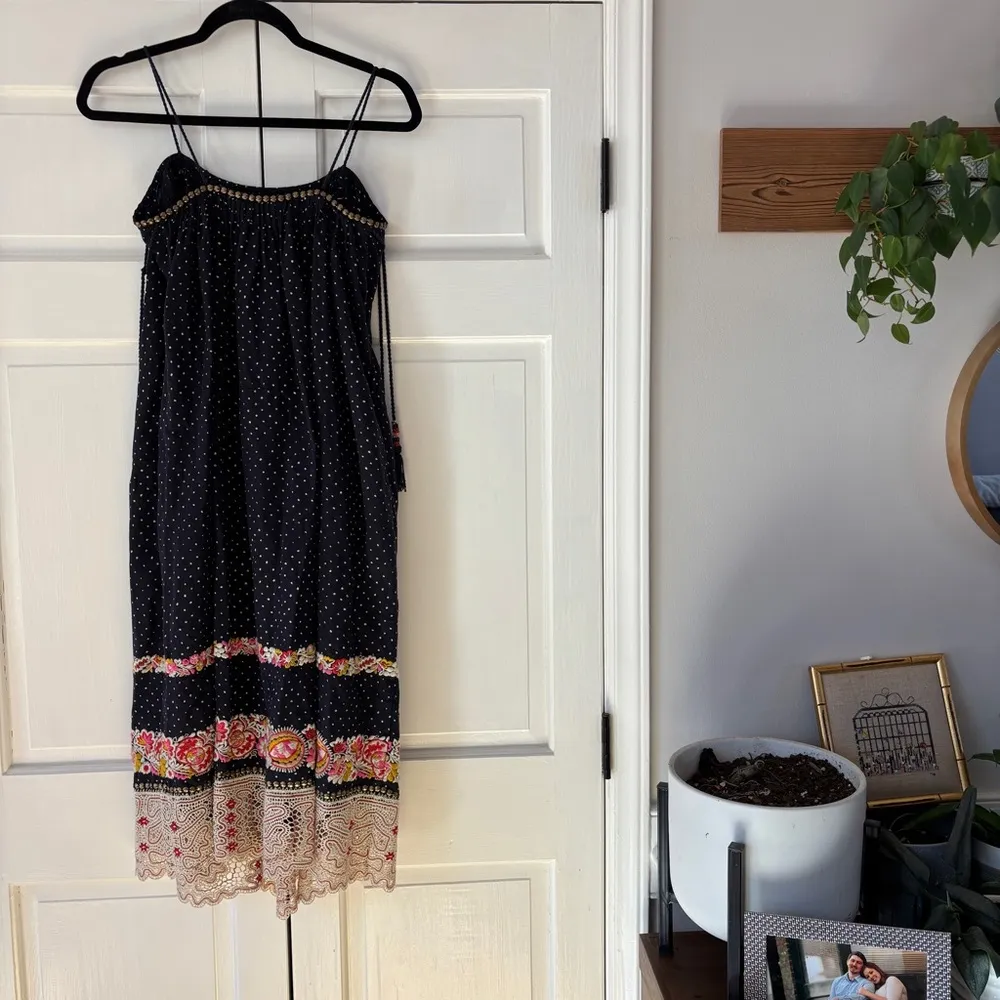ULLA JOHNSON Nara Folk Embroidered Shibori Patchwork Midi Shift Dress Size 2‎ - Image 12
