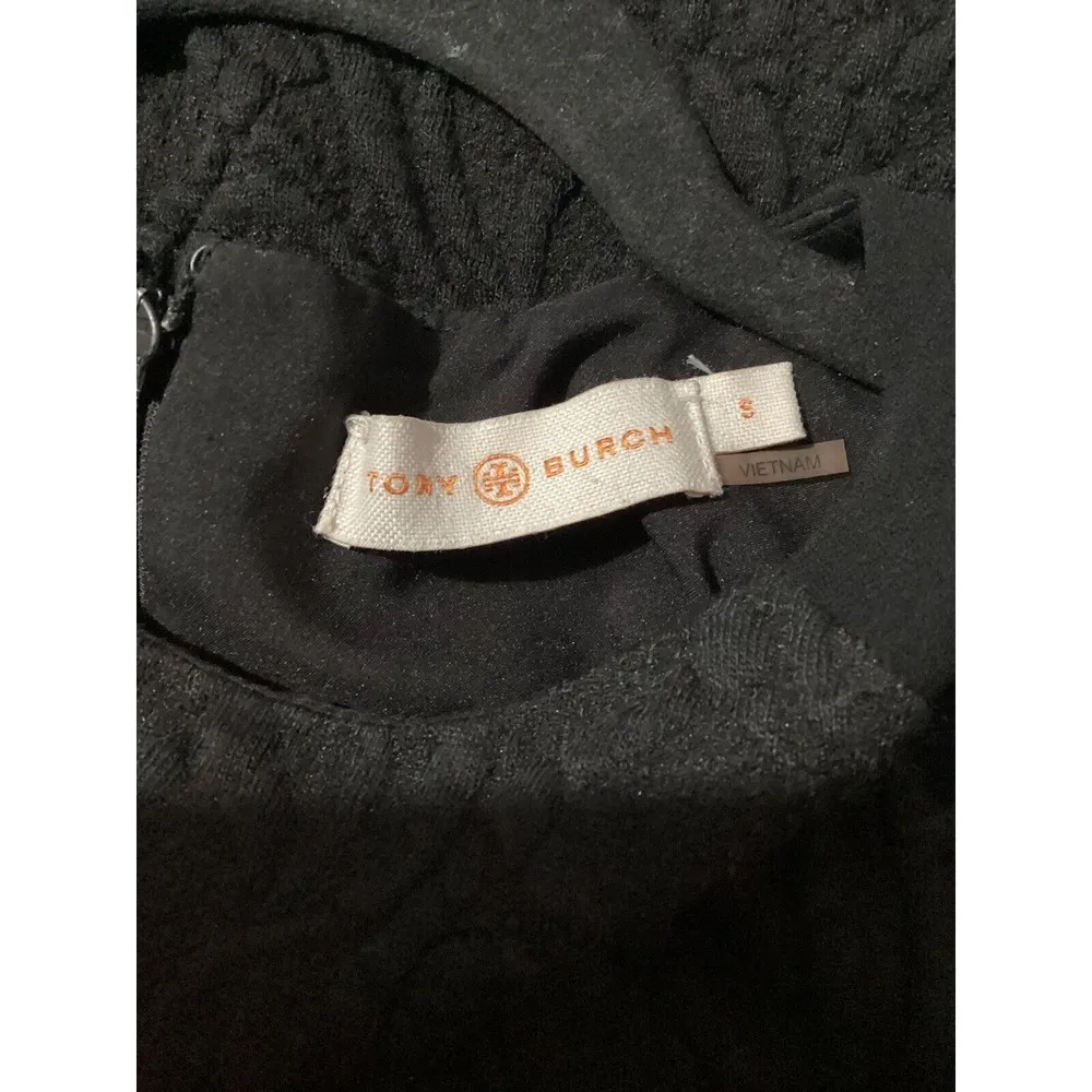 Tory Burch Black Floral Short Sleeve Knee Length Dress - Image 6