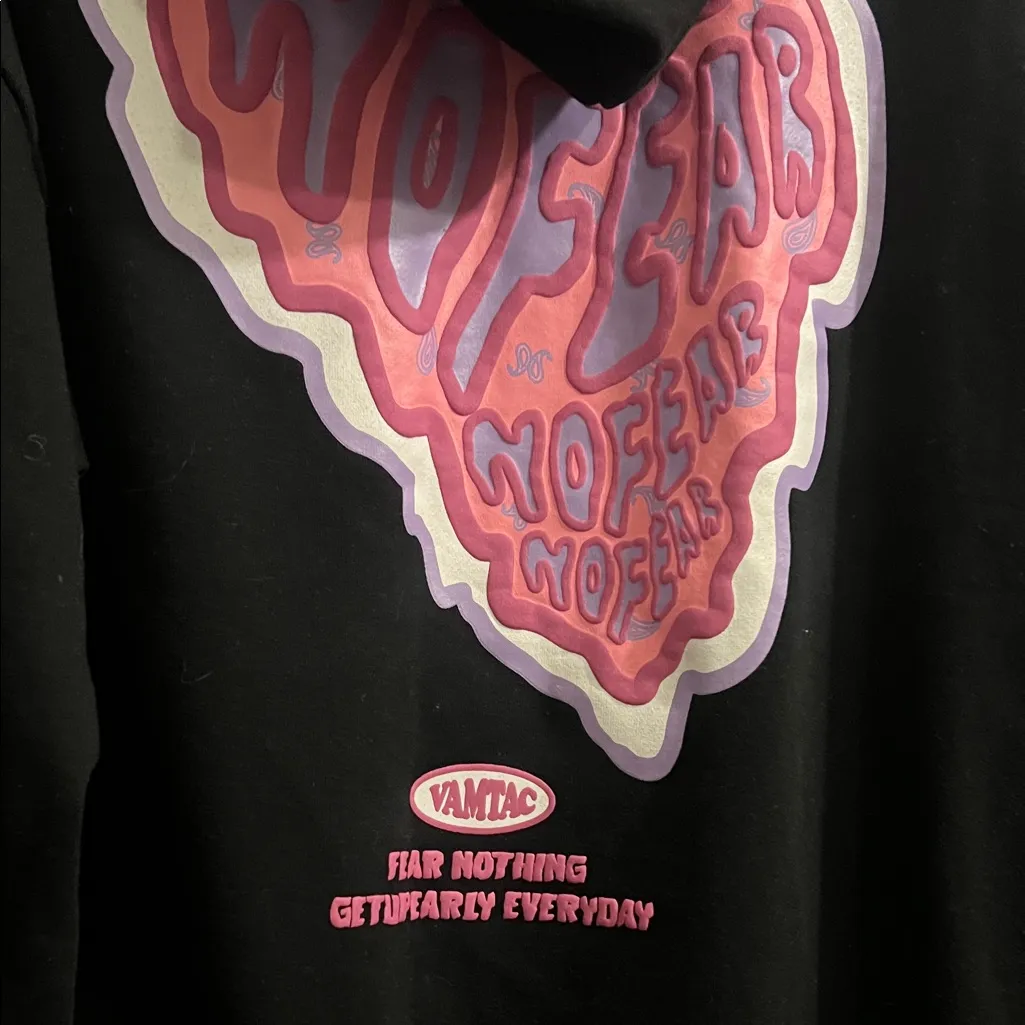 AELFRIC EDEN PINK HEART GRAPHIC PULLOVER HOODIE NO FEAR XL Black - Image 6