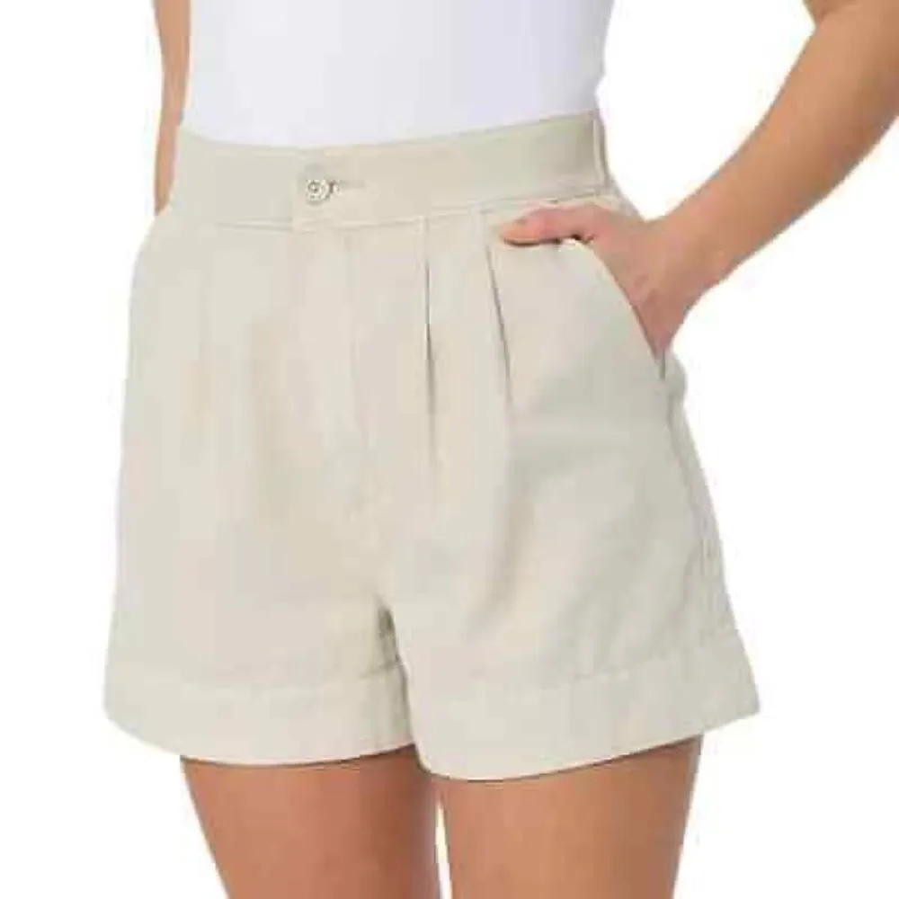 JOIE Pleated High Rise Linen Blend Shorts In Rainy Day Cotton Size L - Image 6
