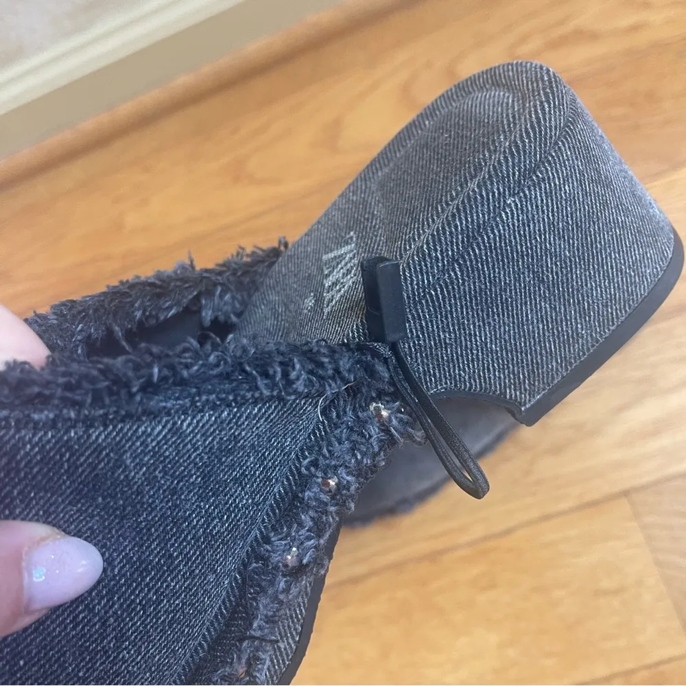 ZARA Denim Black Clogs with studs Jean Mules Slides Shoes Sz 36 EU, US 6 - Image 8
