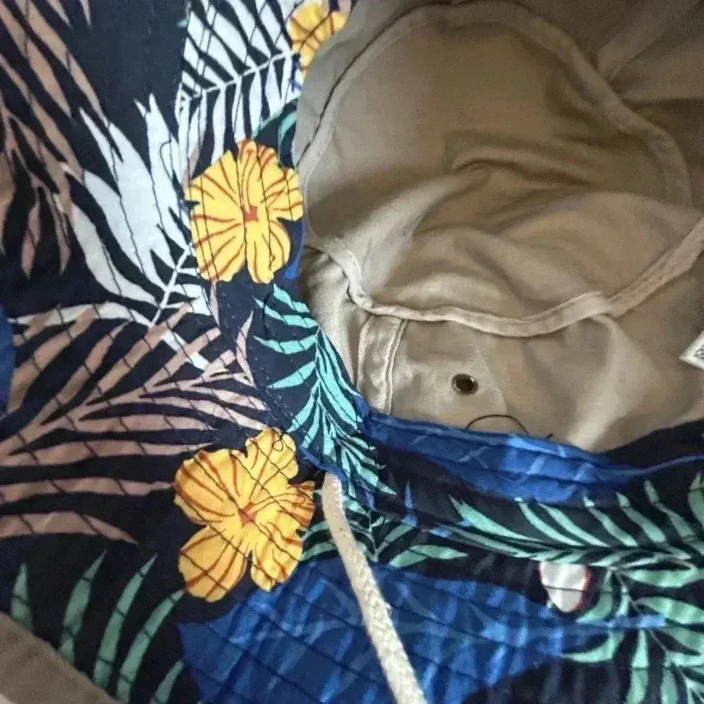 ORIGINAL PANAMA JACK SIZE MEDIUM SUM HAT TAN TOP BLUE FLORAL UNDER PRINT… - Image 6