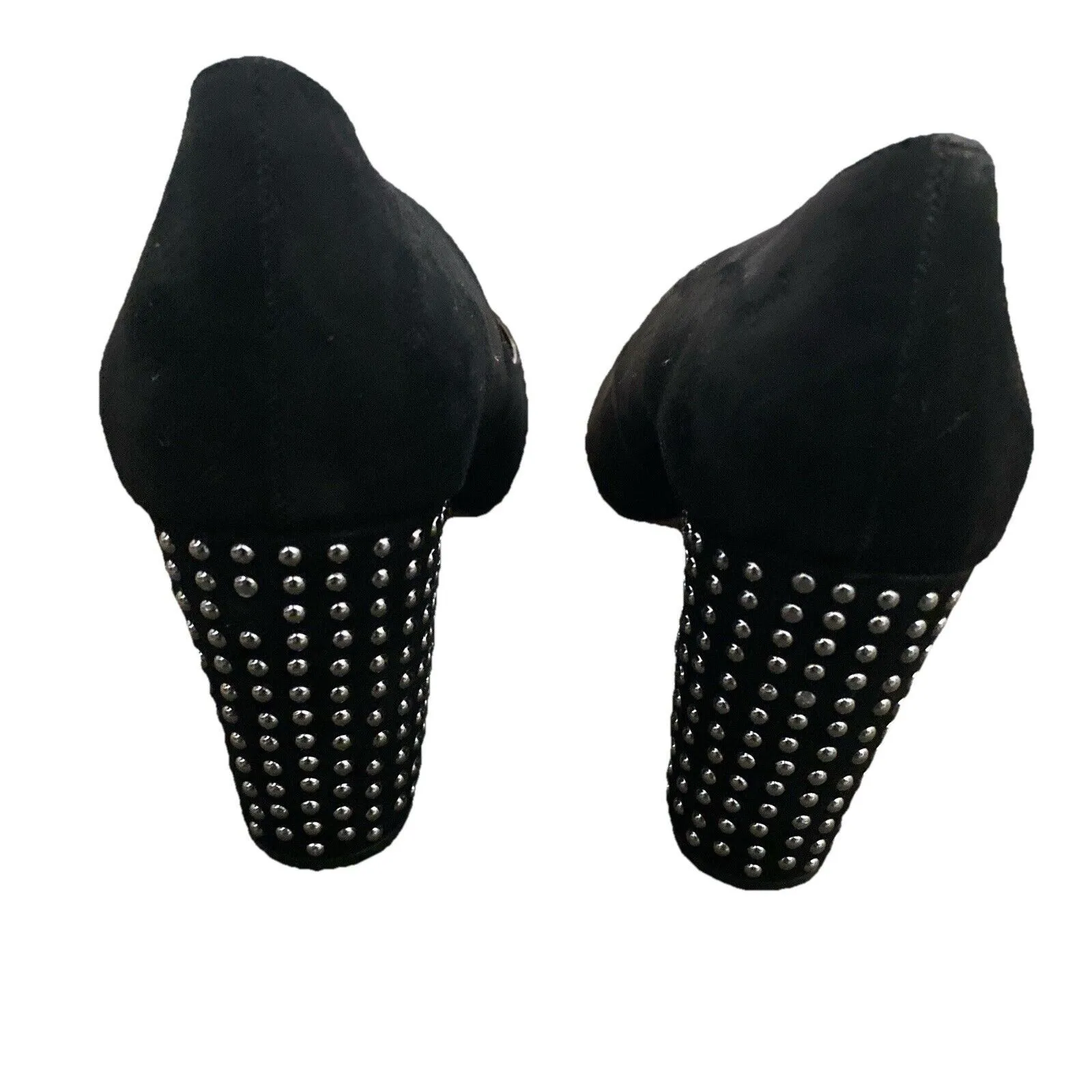 Jessica Simpson Black Studded Laydee Pumps Block Heel Faux Suede Pointed Toe 8 - Image 9