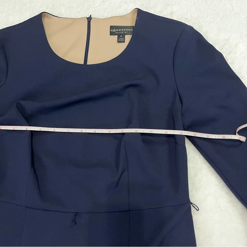 Connected Apparel Women's Dress Sz 6 Blue 3/4 Bell Sleeve Sheath Casual Cocktail - Image 8