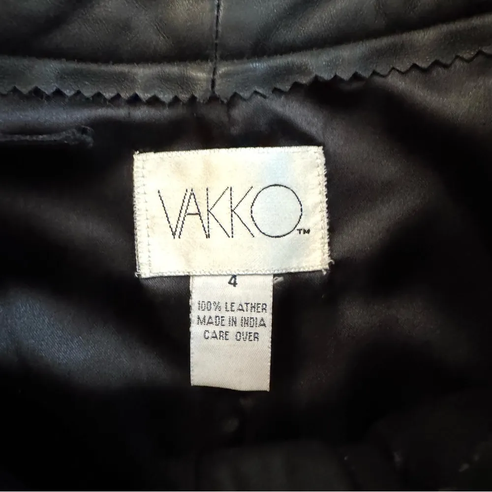 VAKKO black leather pants, made in India, size 4 - Image 6