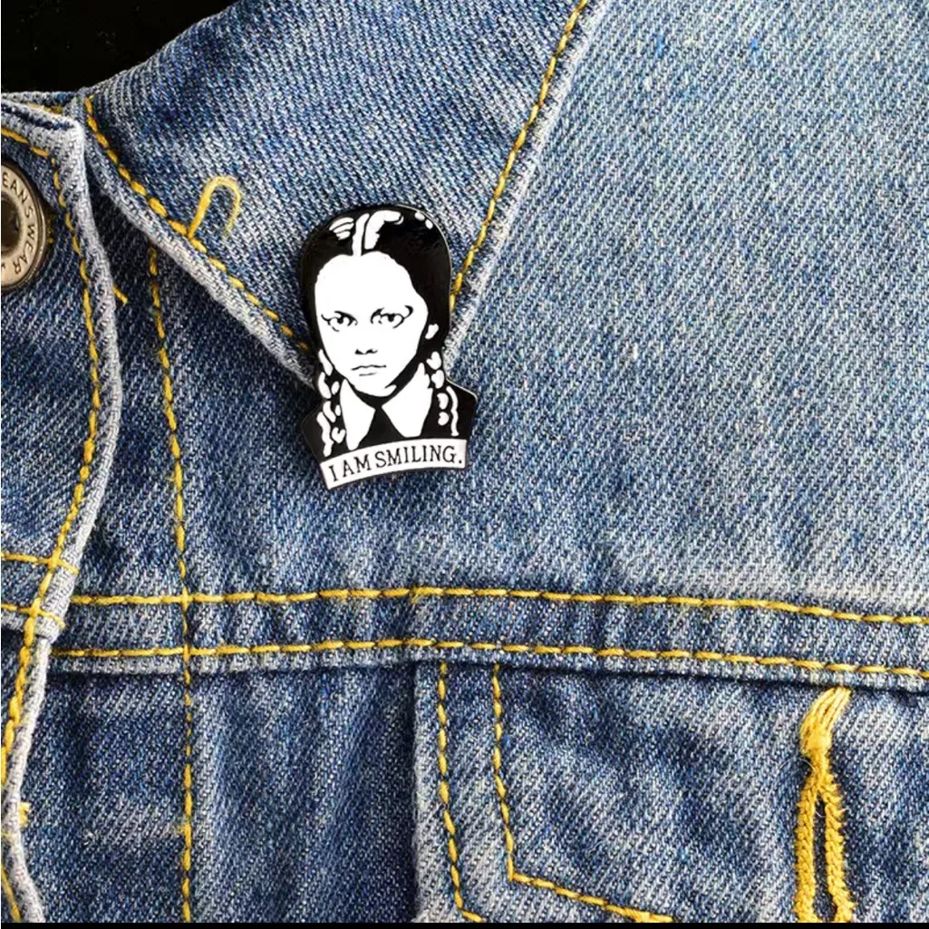 Enamel Painted Metal Black & White I AM SMILING‎ Pin *Faux Fashion Accessories - Image 5