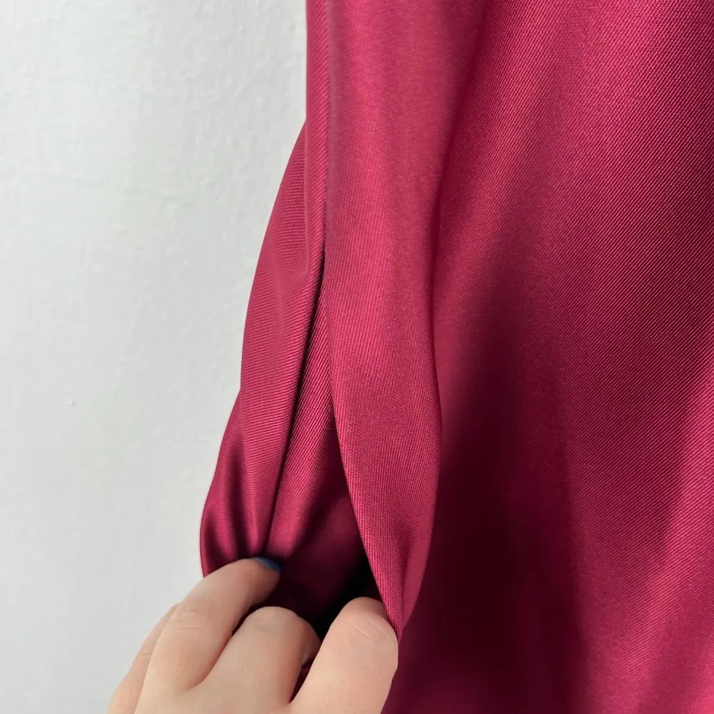 NWT  Draped Faux Wrap Cocktail Dress W/ Pockets Burgundy Size 16 D777 - Image 6