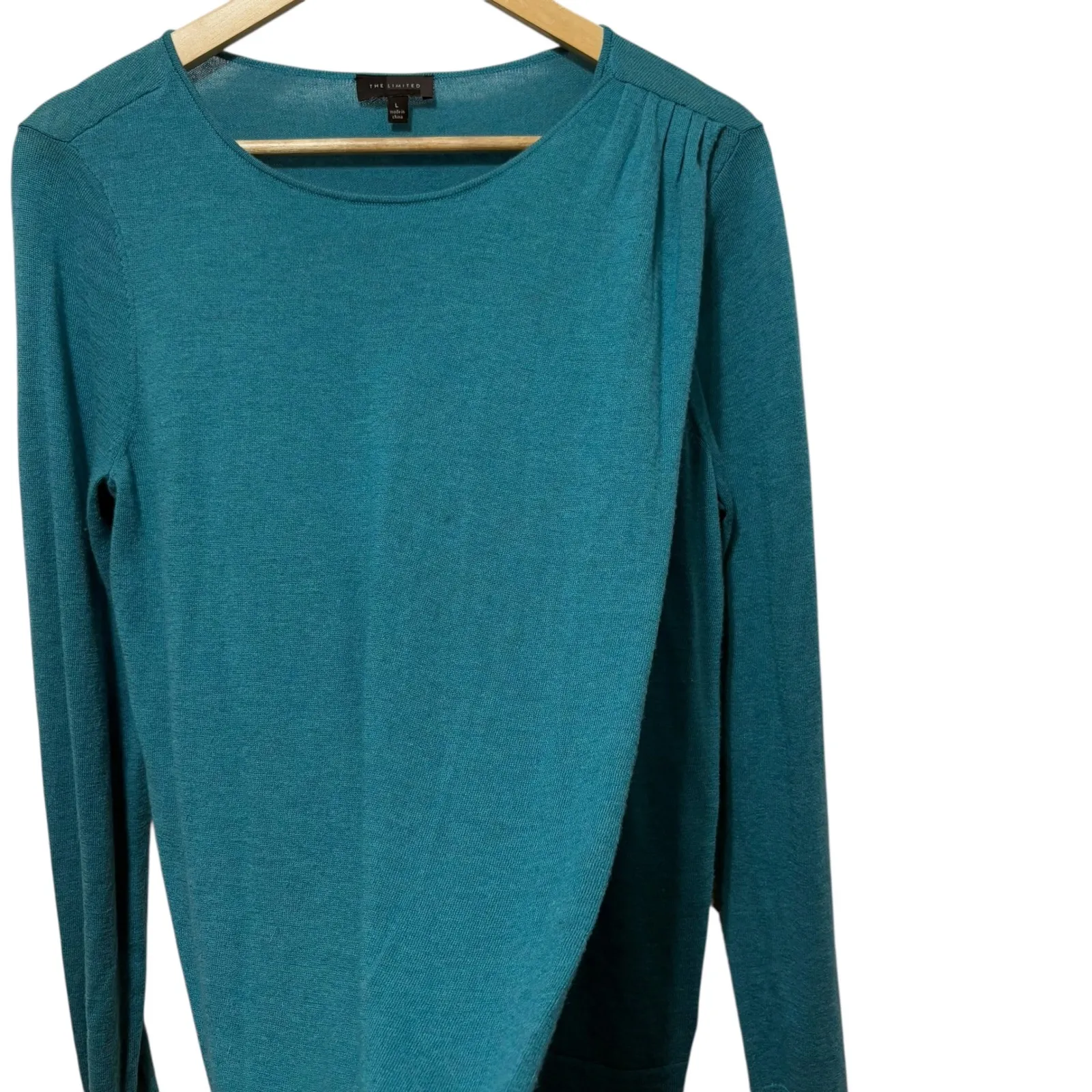 The Limited Women‎ Sweater L Teal Merino Wool Blend Minimalist Capsule Classic - Image 5