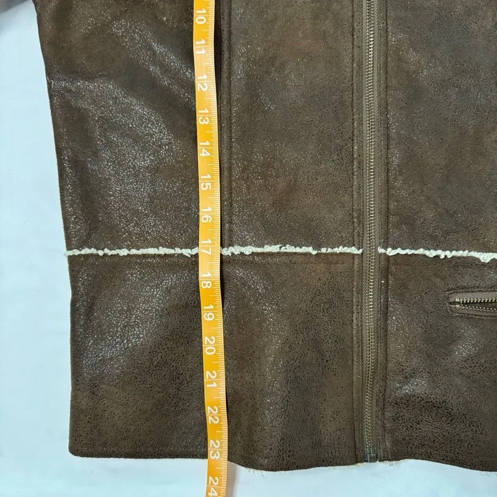 prAna Esme Brown Faux Suede Full Zip Sherpa Jacket Size M Pockets Gorp Boho - Image 5
