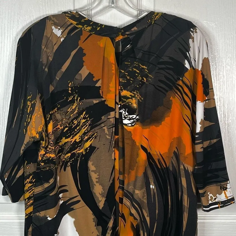 Cache Abstract Dress Sz 4 Pleated Top Bodycon Bottom - Image 10