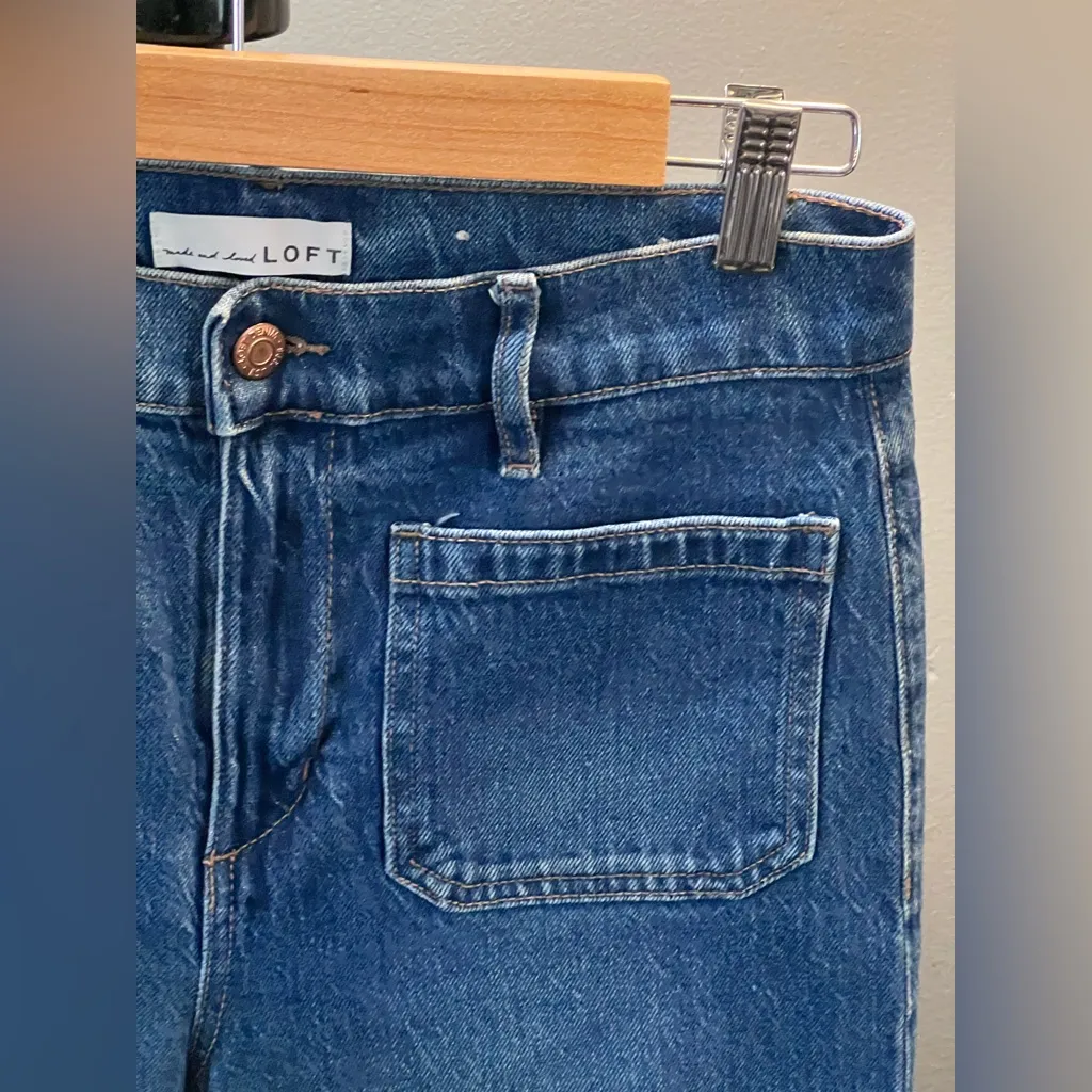 Loft Women's Blue Wide-Leg Jeans - Image 6