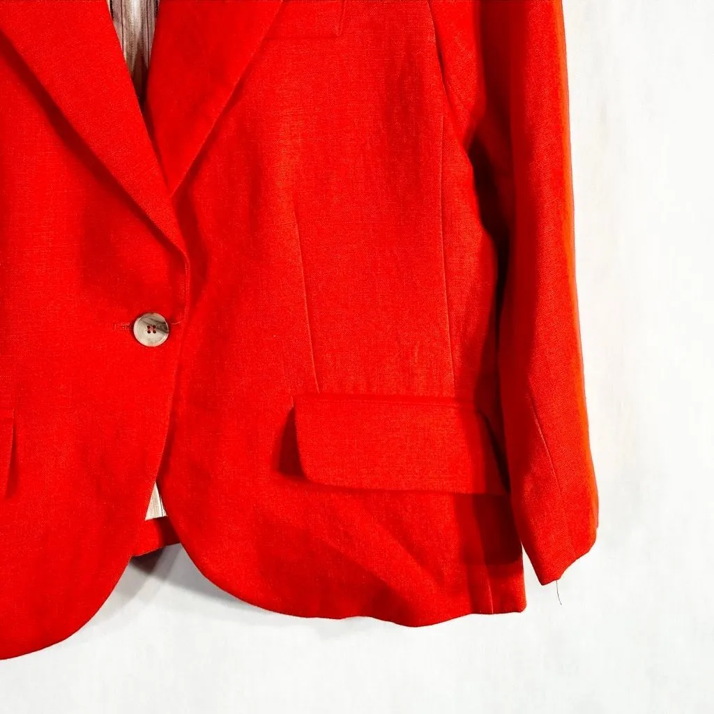 Cremieux Large Blazer Linen Vibrant Orange Lined Jacket‎ Single Button 197 - Image 4