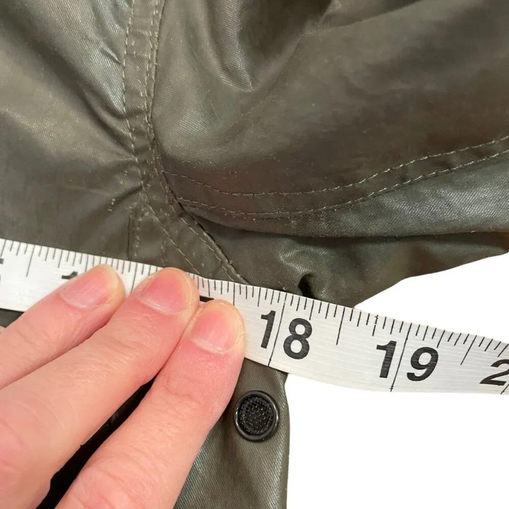 SAM Olive Waxed Hooded Parka Jacket Green - Image 9