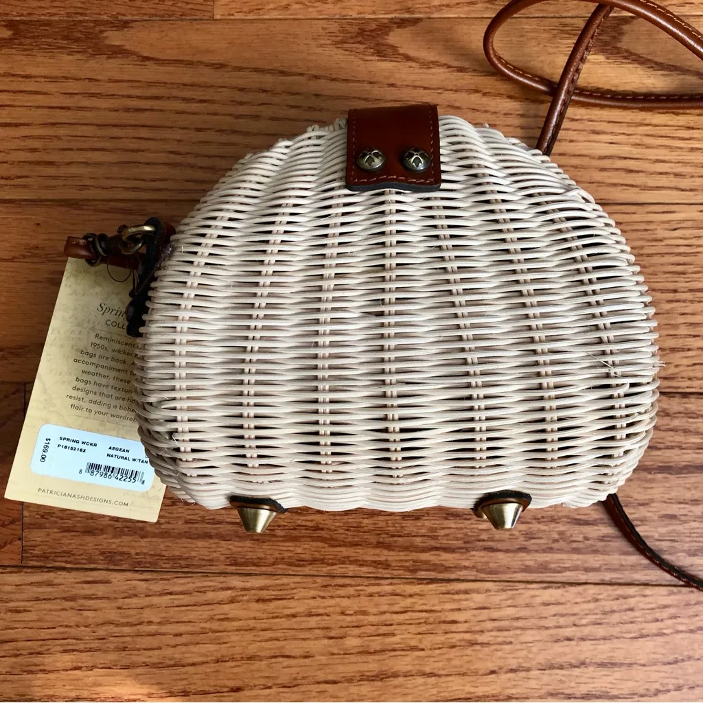 Patrica Nash Spring Wicker Crossbody Natural Tan Leather handbag NWT - Image 9