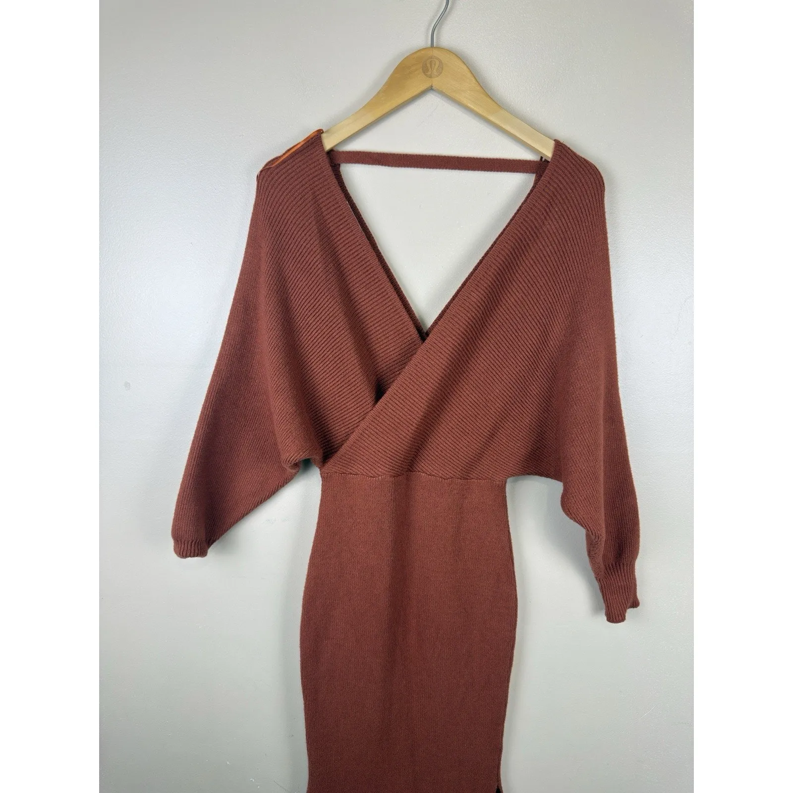 Petal+Pup Nate Long Sleeve Midi Dress Women Size 2 Terracotta Fitted Style Orange - Image 2