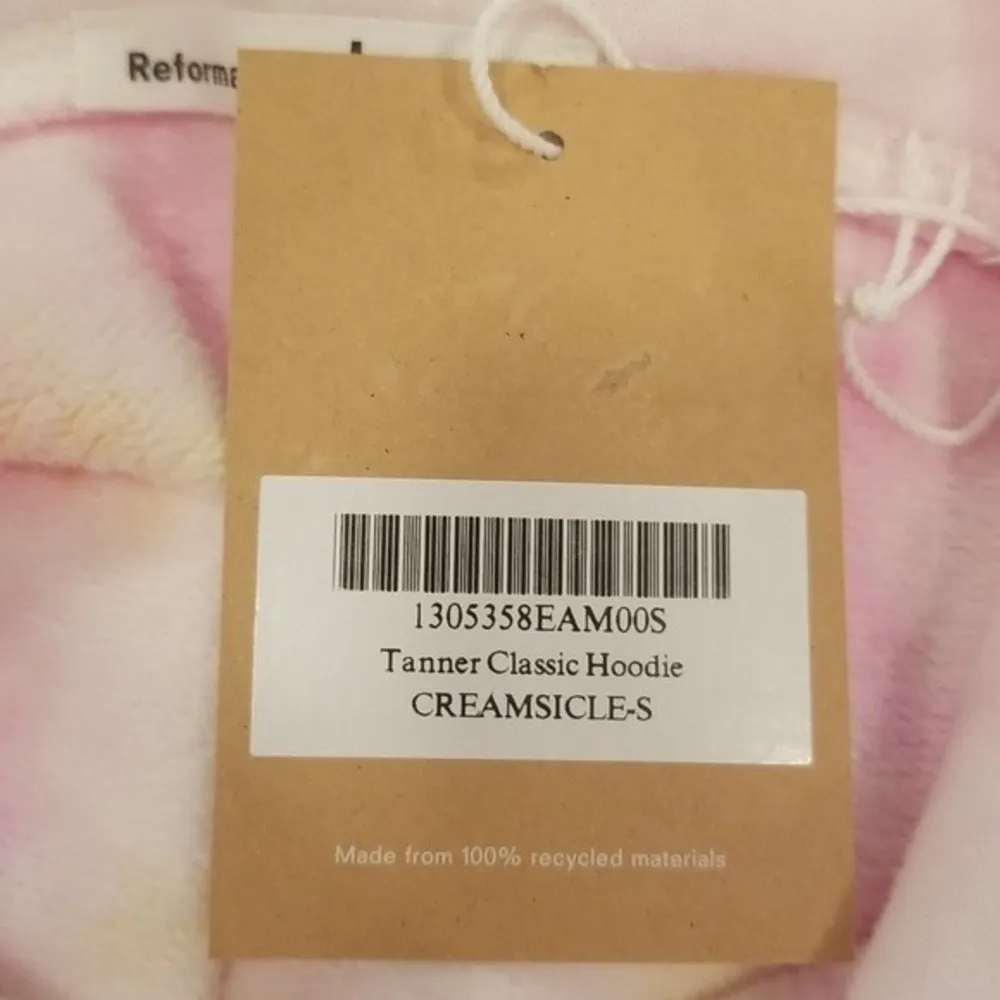 💕REFORMATION💕 Tanner Classic Hoodie  Creamsicle Pink Yellow Tie Dye Small NWT - Image 11