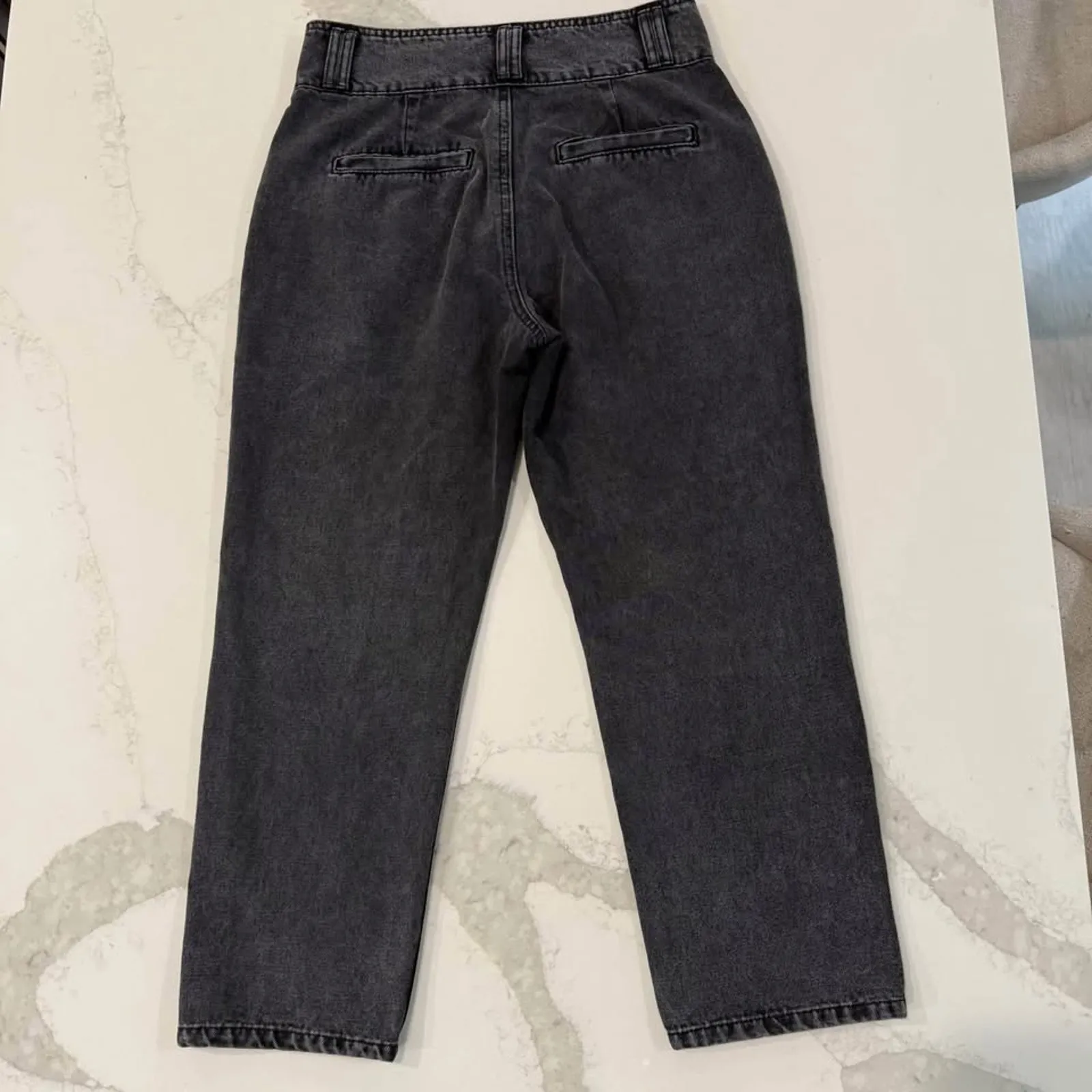 Forever 21 Front Seam Utility High Rise Mom Jeans Womens 29 Black Dark Wash Edgy - Image 6