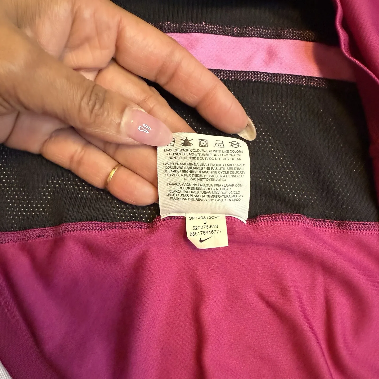 Nike Pink Dri-Fit Short Sleeve Mesh Crew Neck‎ Shirt Size S Running Athleisure # - Image 6